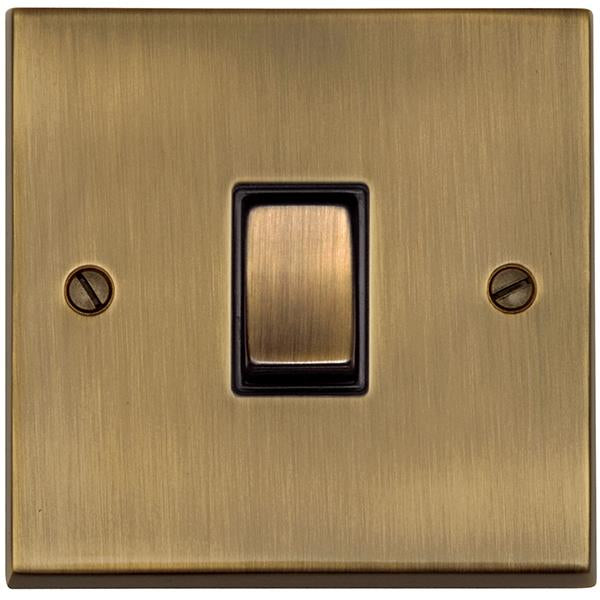 Richmond Elite Light Switches & Socket Range - Low Profile Plate With Squared Edges - Antique Brass