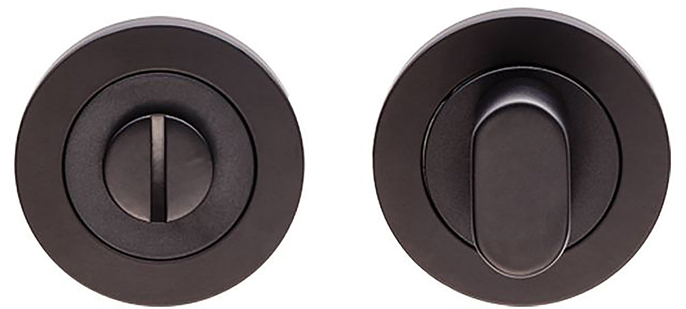 Round Bathroom Turn & Release Set - Matt Black