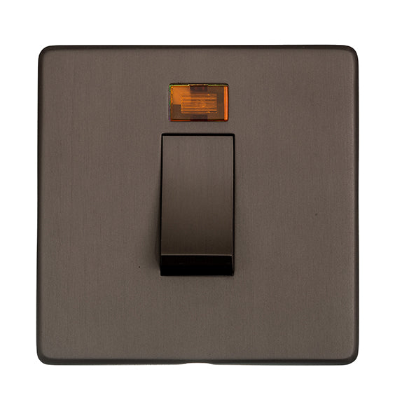 Studio Concealed Fix Plate Light Switch & Socket Range - Flat Screwless Plate With Rounded Edges - Matt Bronze
