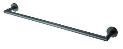 Single Round Bar Mitred Towel Rail - Concealed Fix Roses - 655mm Overall (600mm Fixing Centres) - Matt Black