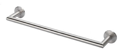 Single Round Bar Mitred Towel Rail - Concealed Fix Roses - Available In Two Sizes - Satin Stainless Steel