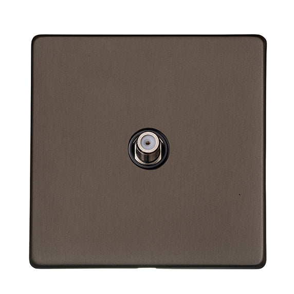 Studio Concealed Fix Plate Light Switch & Socket Range - Flat Screwless Plate With Rounded Edges - Matt Bronze