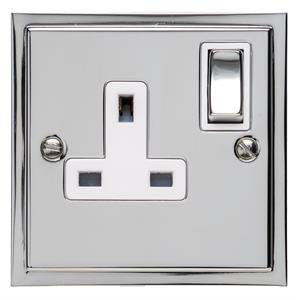 Single Socket - Elite Stepped Pattern Plate - Flat Plate With Square Edges - Polished Chrome