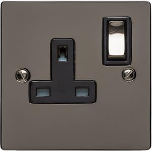 Single Socket - Elite Flat Plate Design - Flat Plate With Rounded Corners - Black Nickel