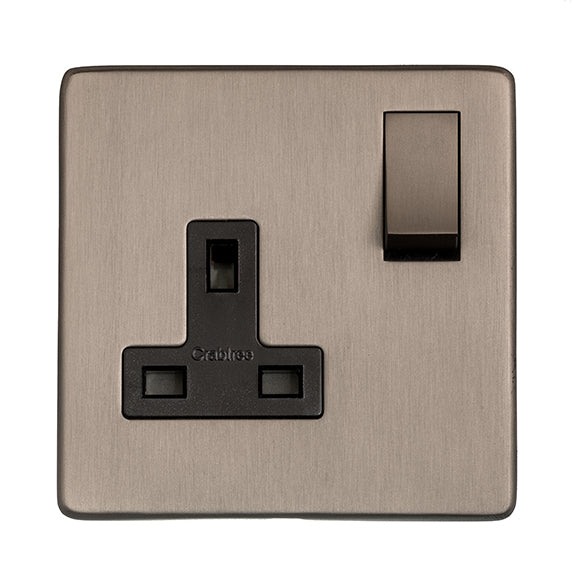 Studio Concealed Fix Plate Light Switch & Socket Range - Flat Screwless Plate With Rounded Edges - Aged Pewter