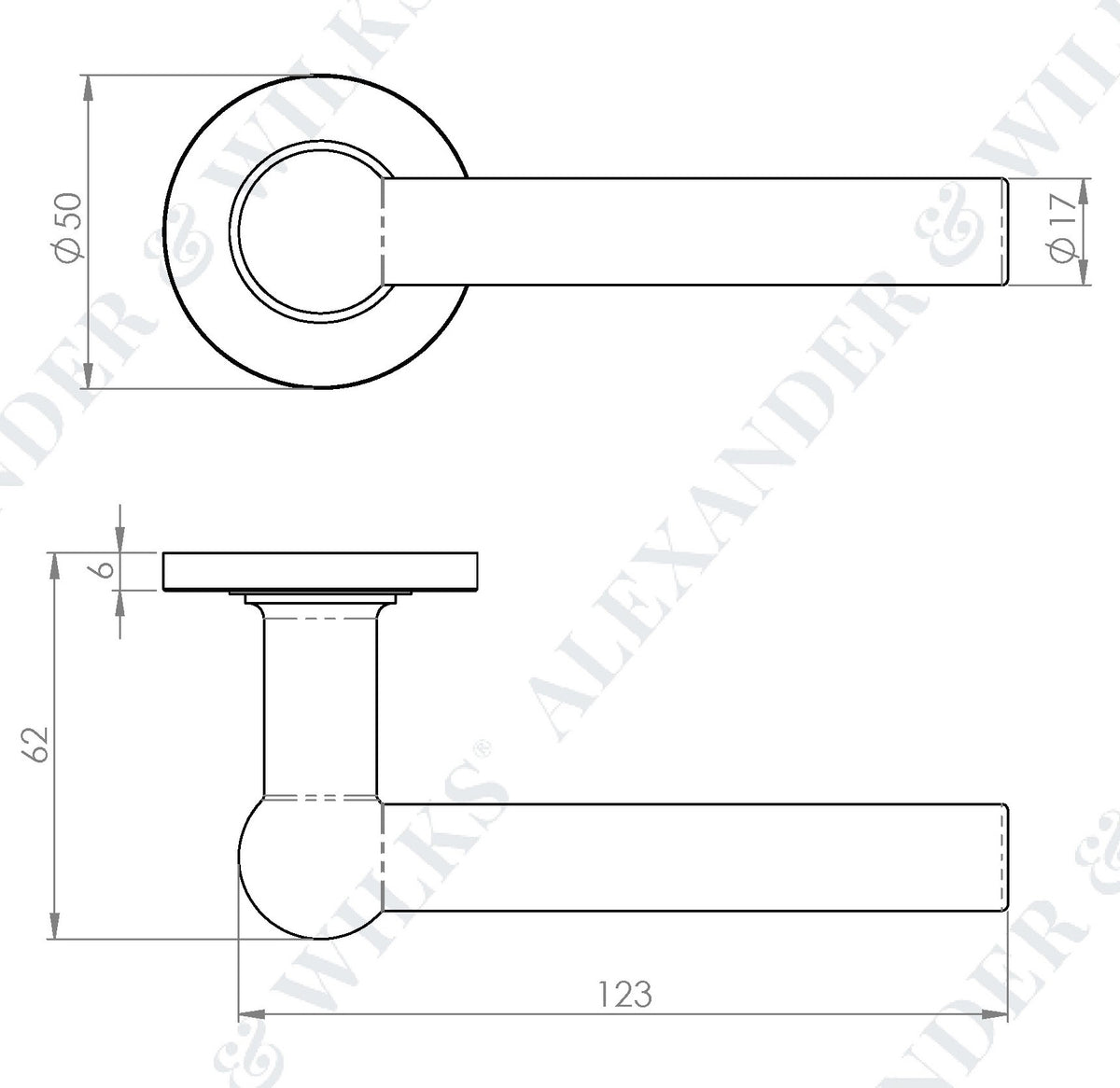 Siskin Lever Handle On Concealed Fix Low Profile Round Rose - Diagram