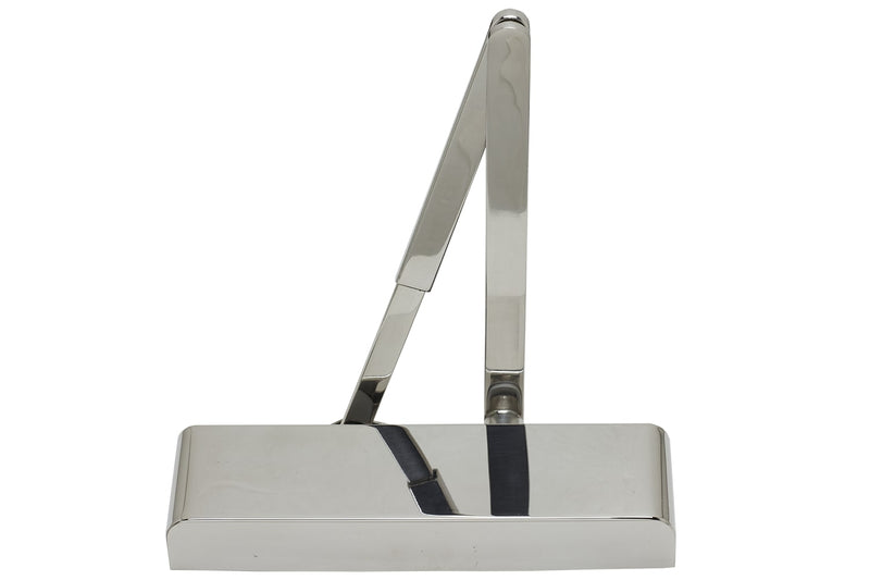 Slimline Overhead Door Closer With Backcheck - CE / UKCA Marked - Fire Rated - Certifire Approved - EN1154 Power Size 2-5 - Adjustable Via Spring - 240mm x 69mm x 49mm - Polished Stainless Steel