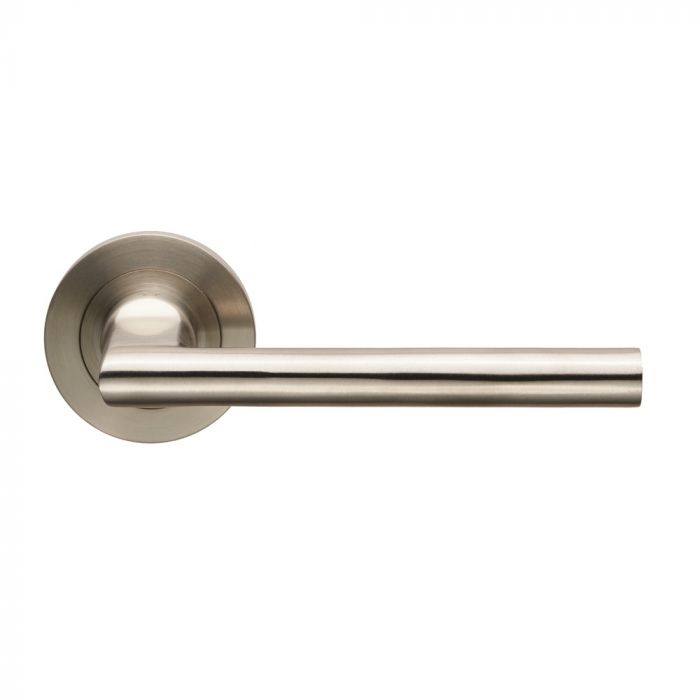 Soho Round Rose Lever Handles - Satin Stainless Steel