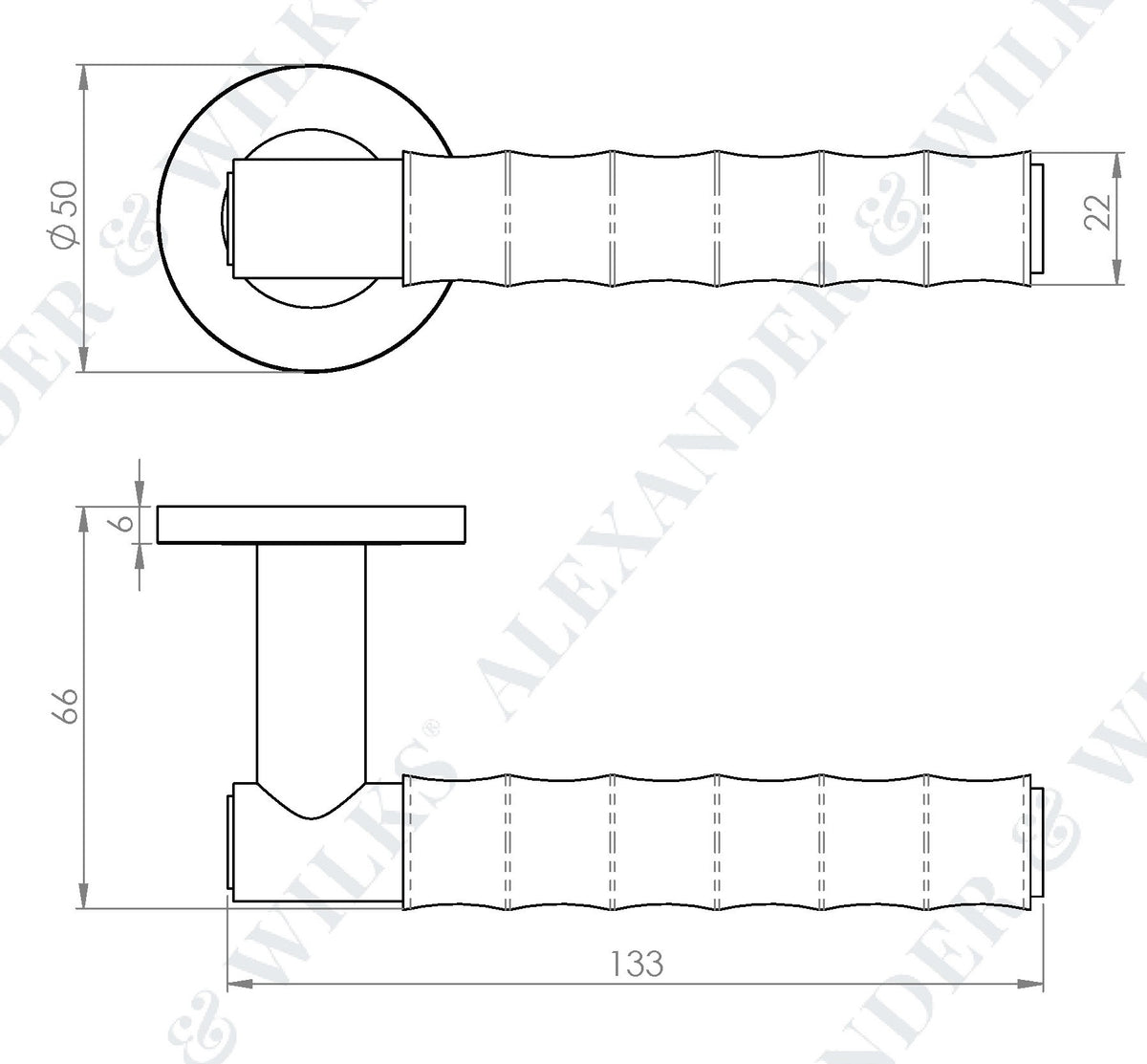 Spitfire Bamboo Lever Handle On Concealed Fix Low Profile Round Rose - Diagram