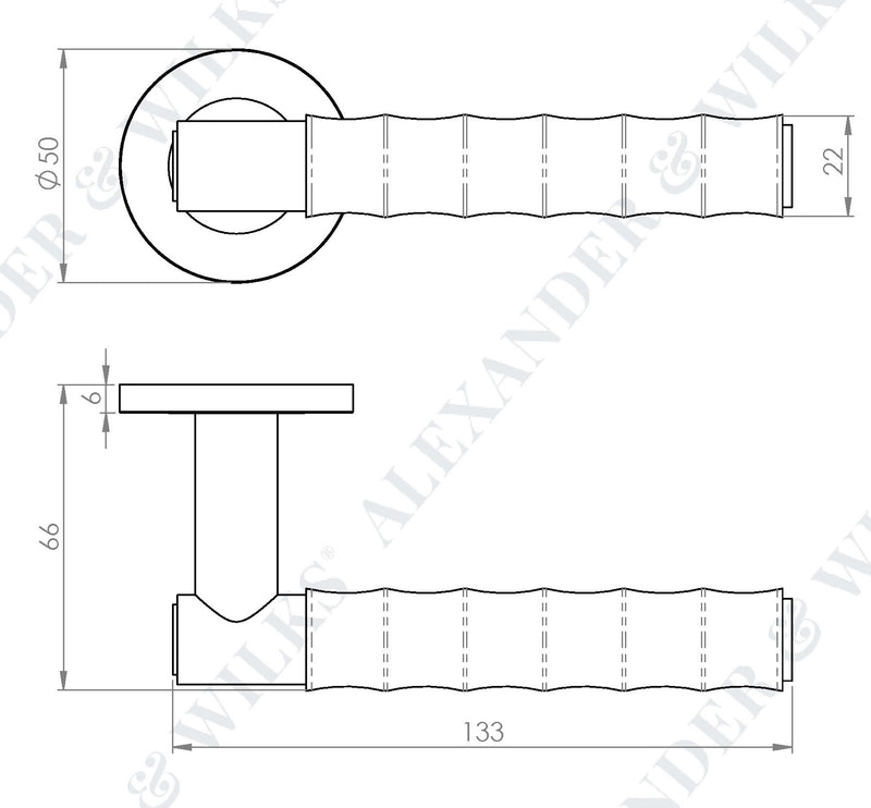 Spitfire Bamboo Lever Handle On Concealed Fix Low Profile Round Rose - Diagram