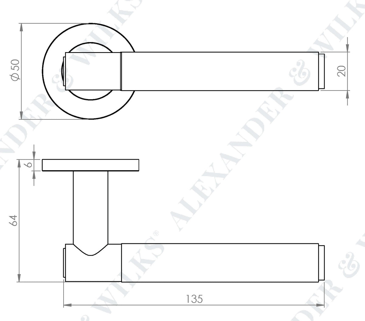 Spitfire Hammered Lever Handle On Concealed Fix Low Profile Round Rose - Diagram
