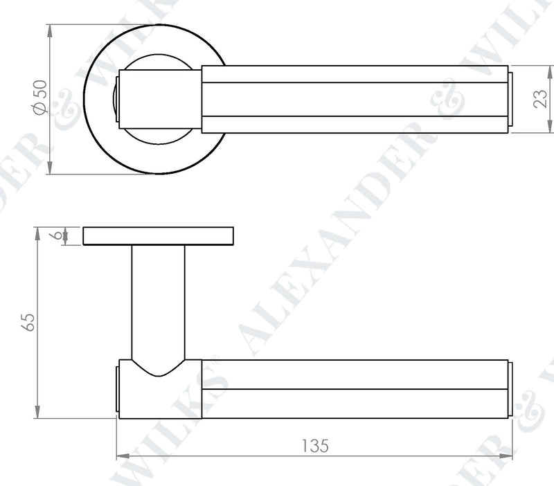Spitfire Hex Lever Handle On Concealed Fix Low Profile Round Rose - Diagram