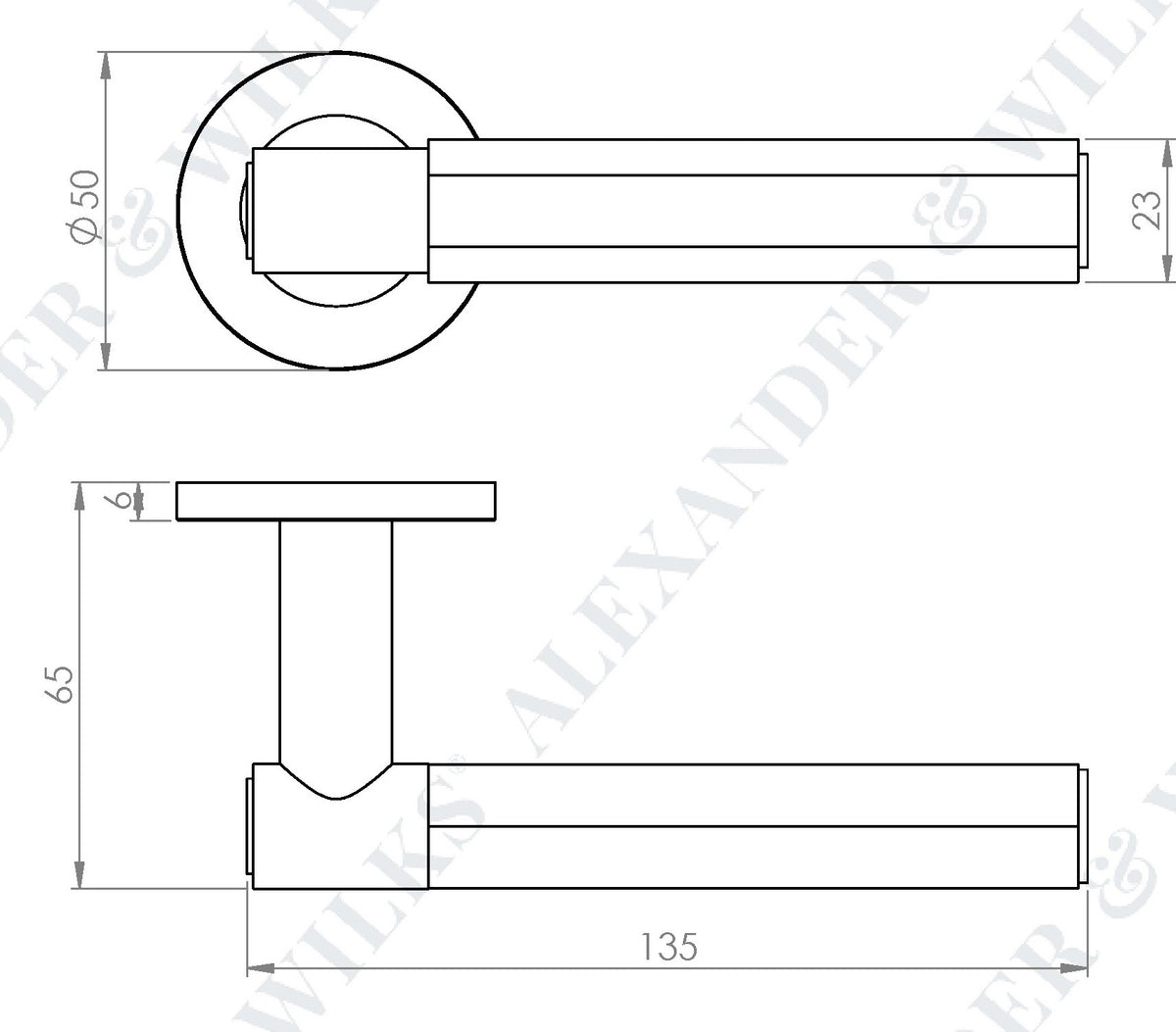 Spitfire Hex Lever Handle On Concealed Fix Low Profile Round Rose - Diagram