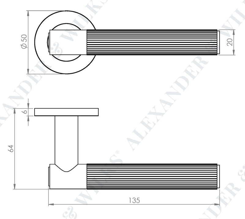 Spitfire Reeded Lever Handle On Concealed Fix Low Profile Round Rose - Diagram
