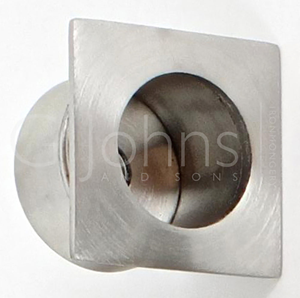 Square Flush Fitting Edge Pull For Sliding Doors - 30mm x 30mm - Satin Stainless Steel - Side