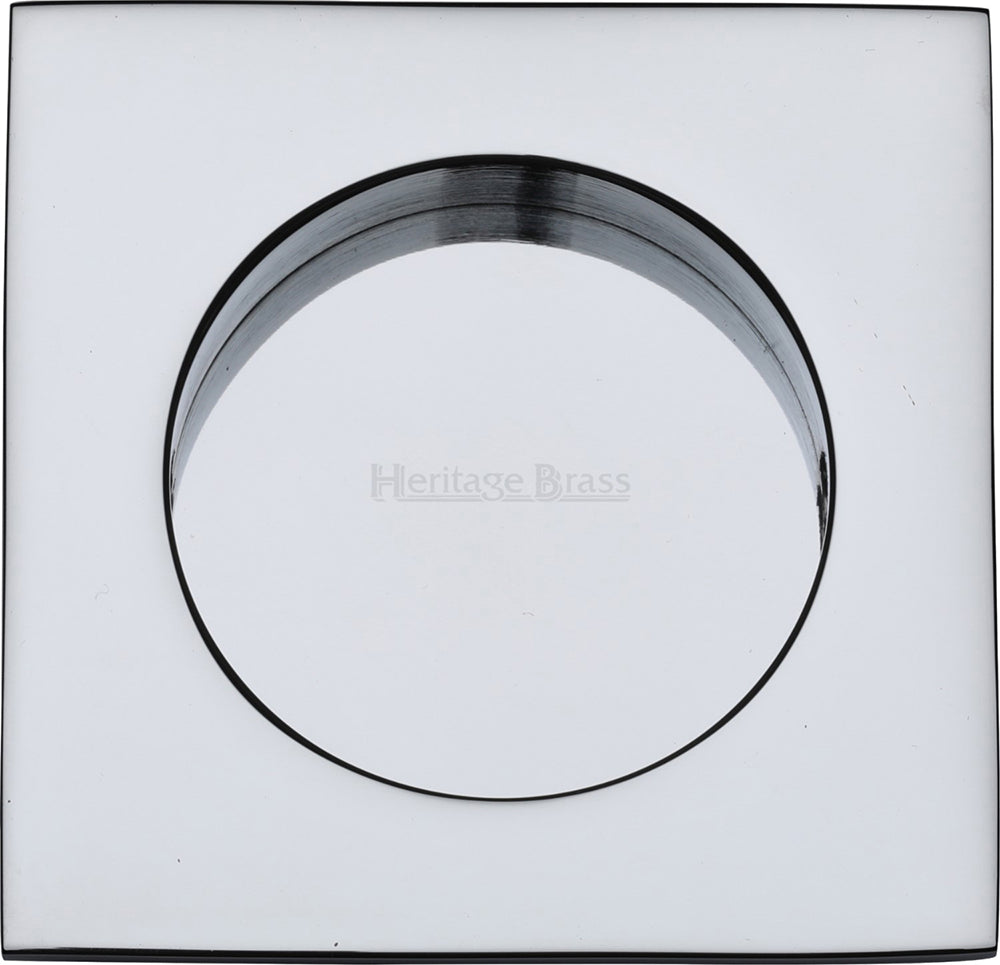 Squared Flush Pull Handle For Sliding Pocket Doors - 63mm x 63mm - Polished Chrome