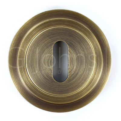 Standard Profile Escutcheon With Stepped Rose - 53mm x 10mm - Antique Brass (Lacquered)