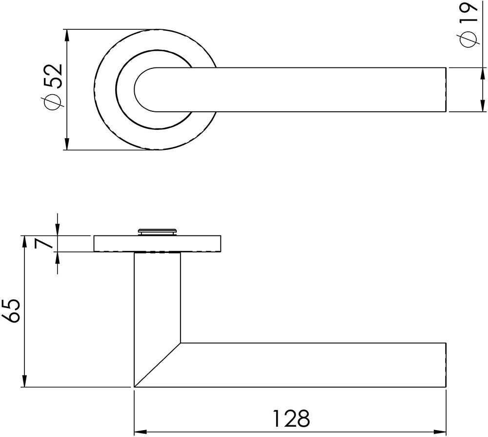 Straight Tubular Round Rose Lever Handles - Suitable For Use With FD30 / FD60 Fire Doors - Diagram