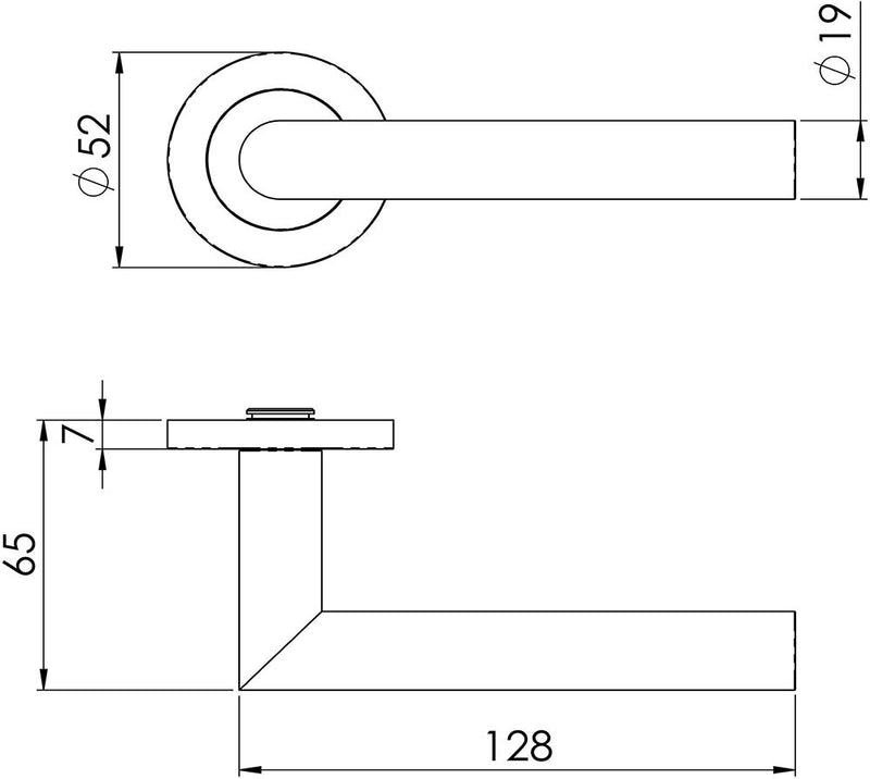 Straight Tubular Round Rose Lever Handles - Suitable For Use With FD30 / FD60 Fire Doors - Diagram
