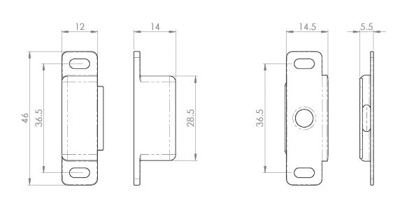 Strong Magnetic Catch For Cupboard Doors - 6kg Pull - Diagram