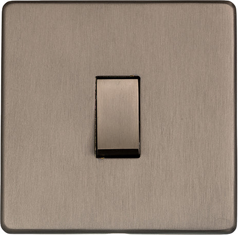 Studio Concealed Fix Plate Light Switch & Socket Range - Flat Screwless Plate With Rounded Edges - Aged Pewter