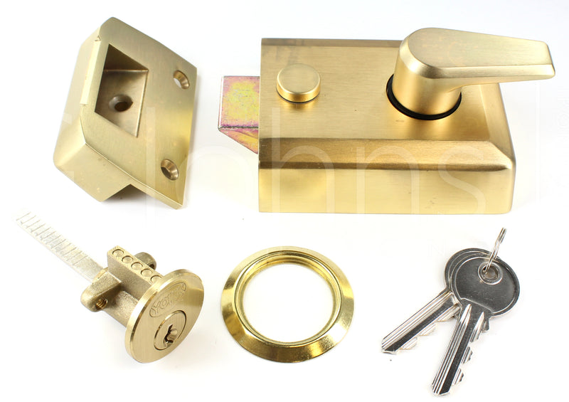 Double Locking Surface Mounted Night Latch - Satin Brass (Lacquered)