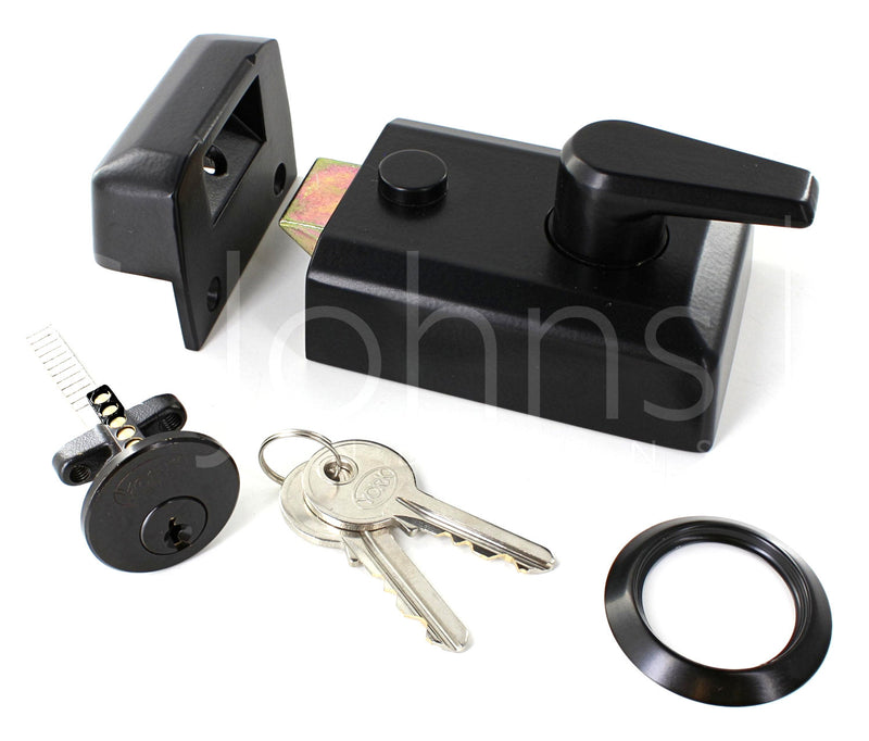 Double Locking Surface Mounted Night Latch - Matt Black