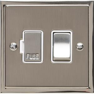 Switched Fused Spur - Elite Stepped Pattern Plate - Flat Plate With Square Edges - Dual Finish Satin Nickel & Polished Nickel