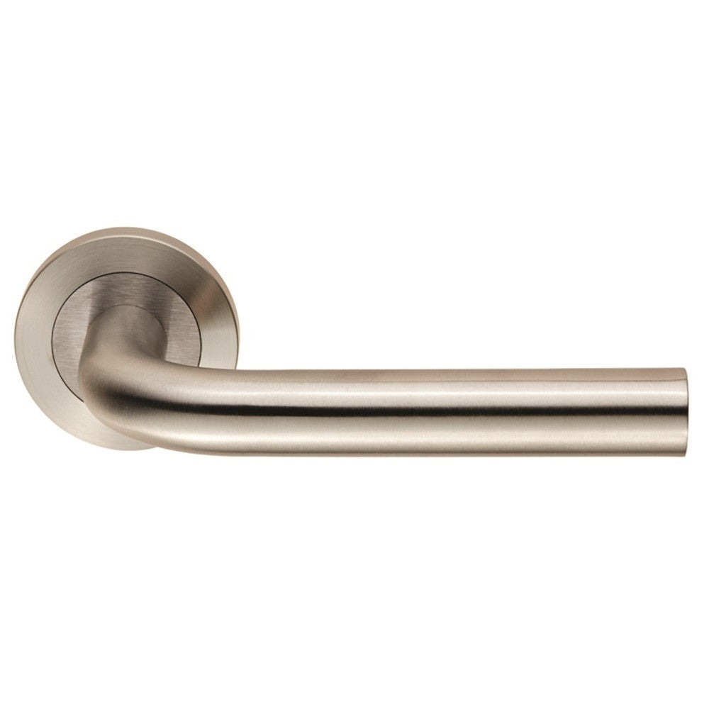 Spira Round Rose Lever Handles - Satin Stainless Steel Finish 