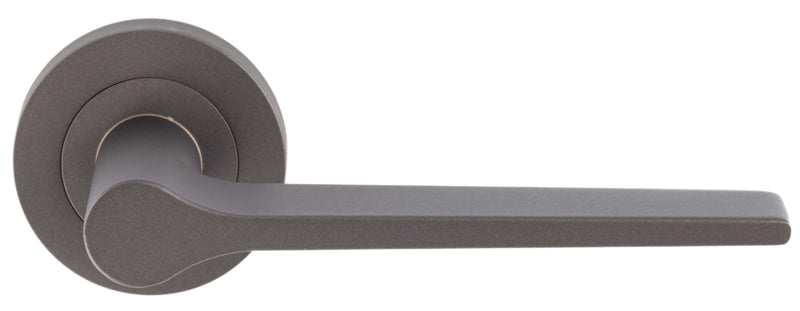 Tapered Design Lever Door Handles With Round Rose - Matt Bronze