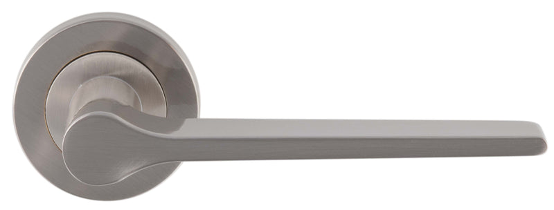 Tapered Design Lever Door Handles With Round Rose - Satin Nickel