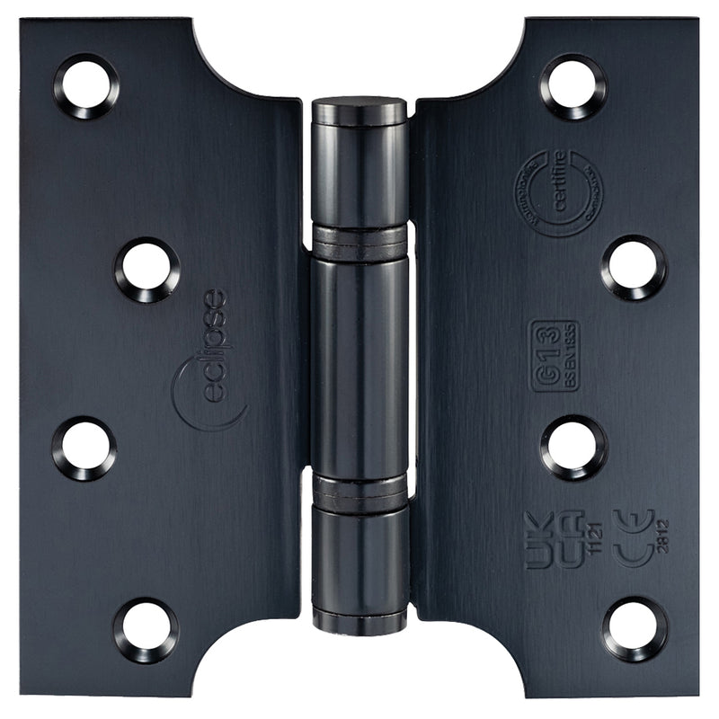 Thrust Bearing Parliament Hinges - Grade 13 - Fire Rated - CE / UKCA Marked - Certifire Approved - 120kg Weight Limit - 102mm x 50mm x 102mm - Matt Black Powder Coat