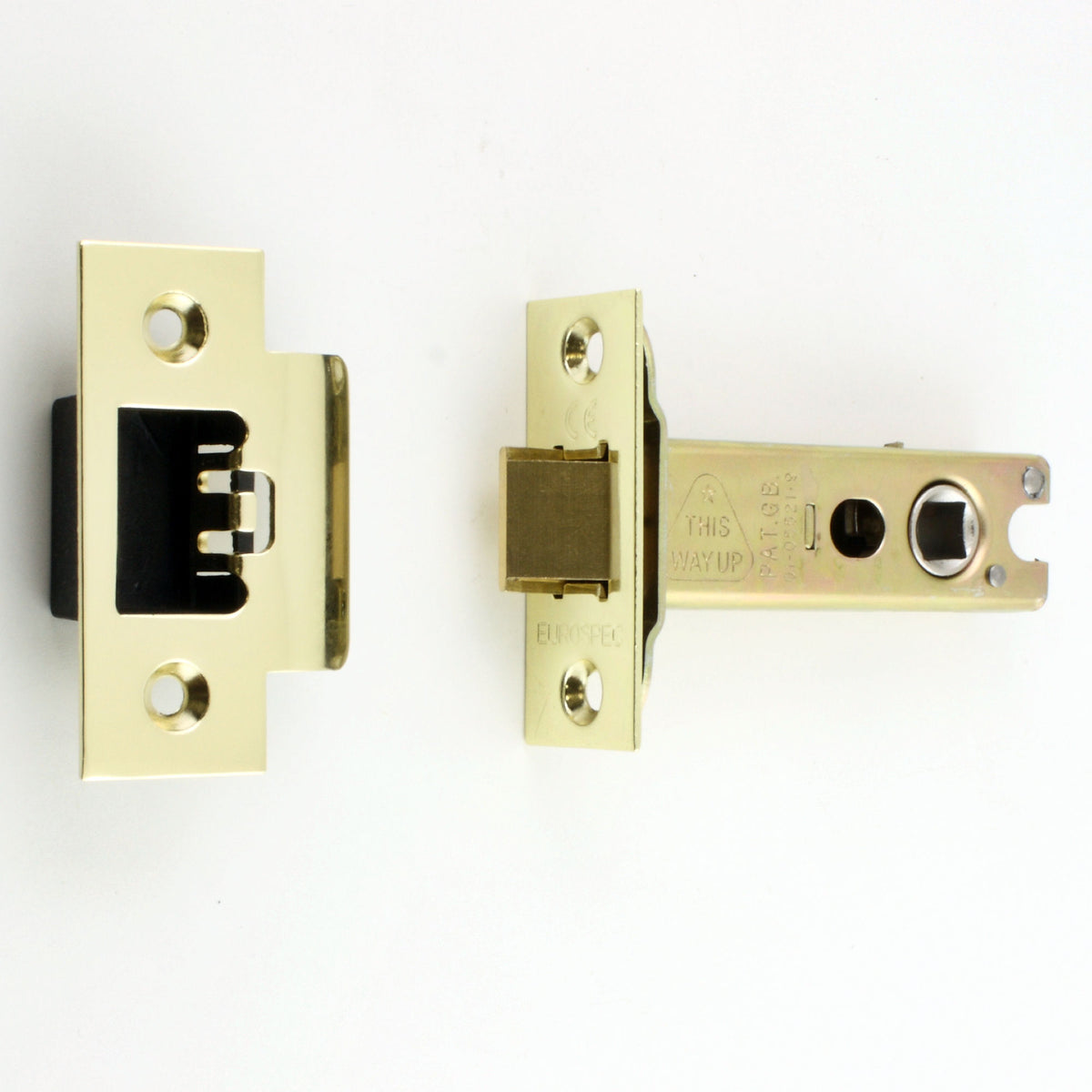 Heavy Duty Double Sprung Tubular Mortice Latch CE Marked - Suitable For Use On Fire Doors - PVD Brass