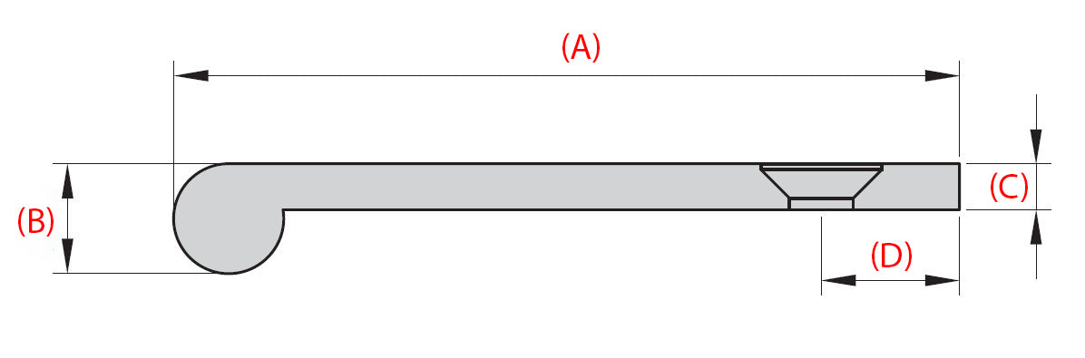 Face Fixing Finger Edge Pull - With Rounded Edge Design - Available In 6 Sizes - Diagram