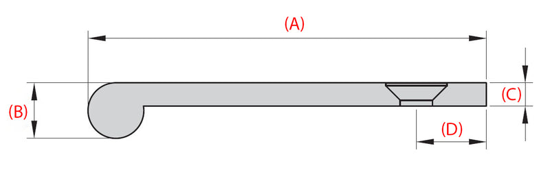 Face Fixing Finger Edge Pull - With Rounded Edge Design - Available In 6 Sizes - Diagram