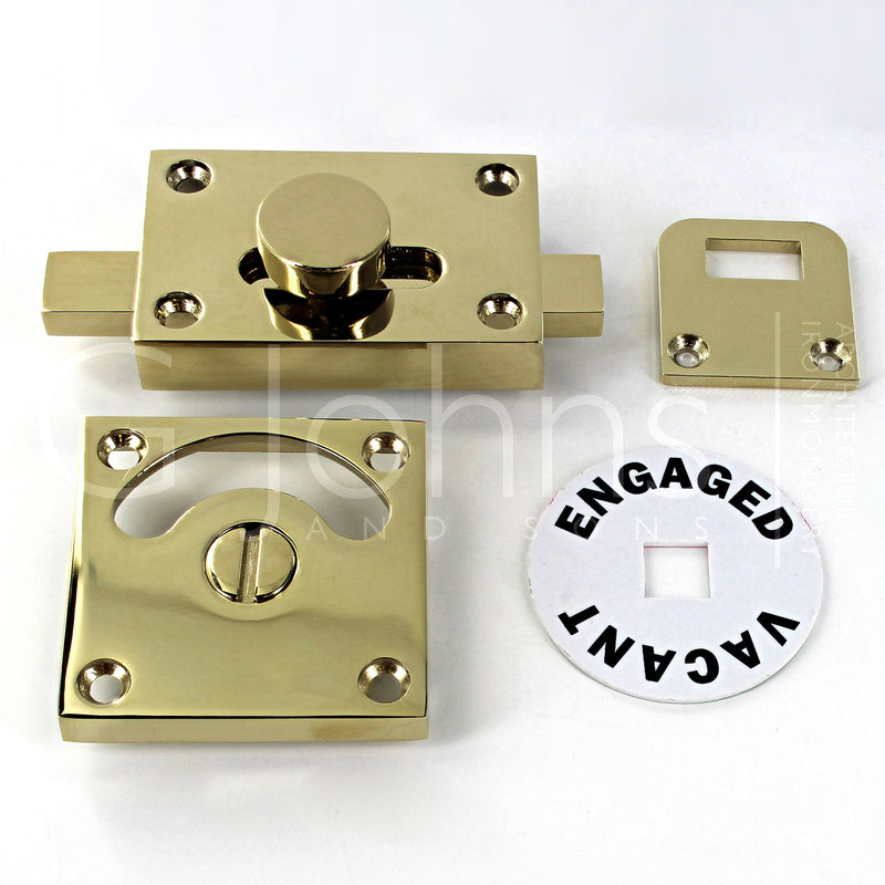 Traditional Vacant & Engaged Indicator Bolt For Bathroom & Toilet Doors - Polished Brass