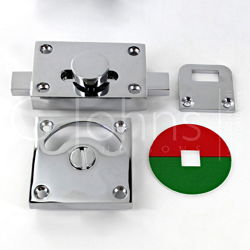 Traditional Vacant & Engaged Indicator Bolt For Bathroom & Toilet Doors - Polished Chrome