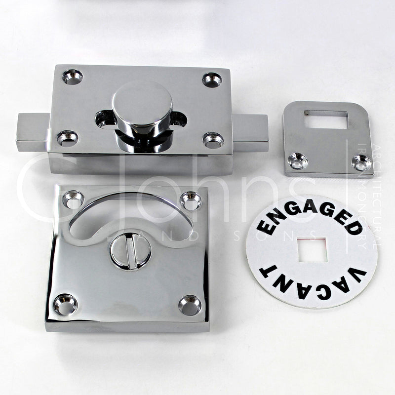 Traditional Vacant & Engaged Indicator Bolt For Bathroom & Toilet Doors - Polished Chrome