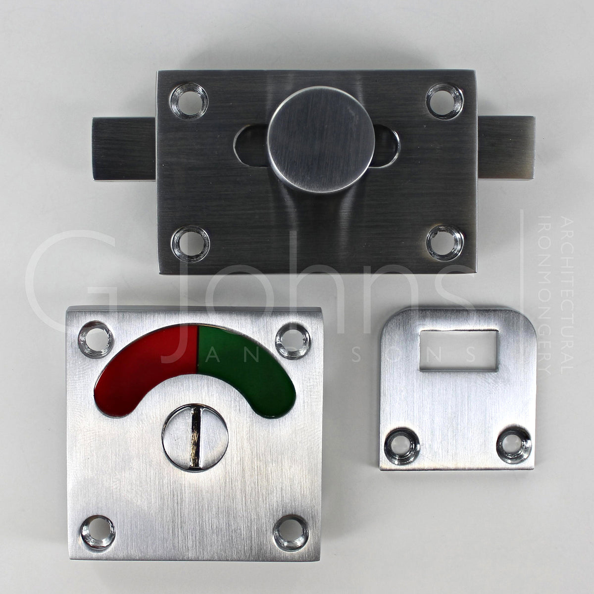 Traditional Vacant & Engaged Indicator Bolt For Bathroom & Toilet Doors - Satin Chrome