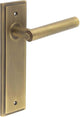 Tubular Pattern Lever Handle With Stepped Ends On A Large Rectangular Backplate - Antique Brass (Lacquered)