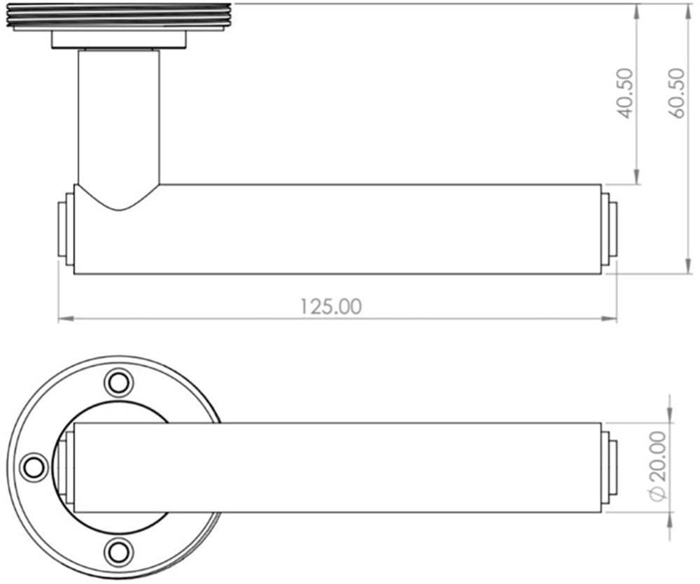Tubular Pattern Lever Handle With Stepped Ends - Diagram