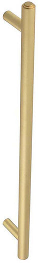 Tubular T Bar Bolt Through Pull Handle With Stepped Ends - 513mm Length (425mm Centres) - Satin Brass (Lacquered) - Suitable For Use With FD30 / FD60 Fire Doors