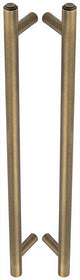 Tubular T Bar Back To Back Pull Handle With Stepped Ends - 513mm Length (425mm Centres) - Antique Brass (Lacquered) - Suitable For Use With FD30 / FD60 Fire Doors