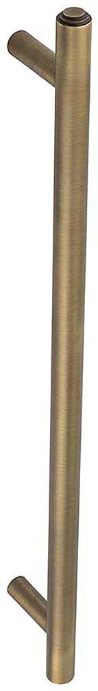 Tubular T Bar Bolt Through Pull Handle With Stepped Ends - 513mm Length (425mm Centres) - Antique Brass - Suitable For Use With FD30 / FD60 Fire Doors