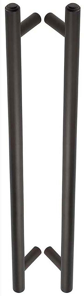 Tubular T Bar Back To Back Pull Handle With Stepped Ends - 513mm Length (425mm Centres) - Dark Bronze - Suitable For Use With FD30 / FD60 Fire Doors
