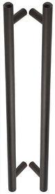 Tubular T Bar Back To Back Pull Handle With Stepped Ends - 513mm Length (425mm Centres) - Dark Bronze (Lacquered) - Suitable For Use With FD30 / FD60 Fire Doors