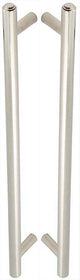 Tubular T Bar Back To Back Pull Handle With Stepped Ends - 513mm Length (425mm Centres) - Polished Nickel - Suitable For Use With FD30 / FD60 Fire Doors