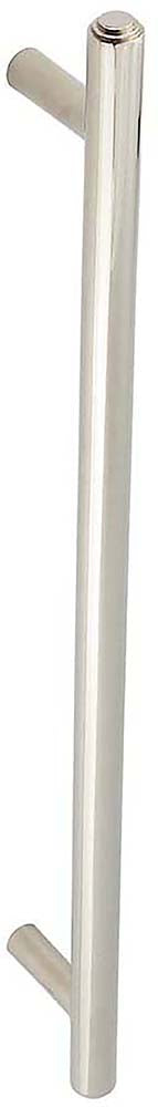 Tubular T Bar Face Fixed Pull Handle With Stepped Ends - 513mm Length (425mm Centres) - Polished Nickel - Suitable For Use With FD30 / FD60 Fire Doors