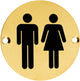 Unisex Symbol - Circular Screw Fix Sign - Satin Brass PVD Plated