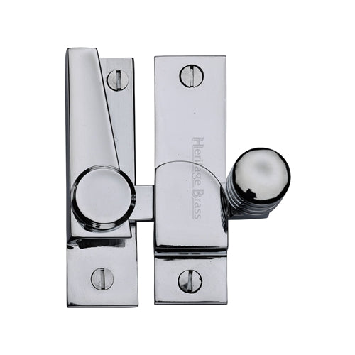 Straight Arm Looking Sliding Sash Window Fastener With Round Knob - Polished Chrome